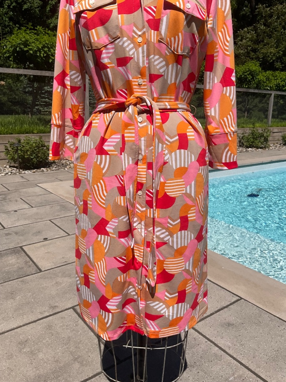 J. McLaughlin Colorful Maxi Dress w/ Removable Tie Size Medium - Picture 3 of 5